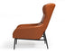 Industrial Orange Leather And Metal Lounge Chair - Minihomy