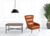 Industrial Orange Leather And Metal Lounge Chair - Minihomy