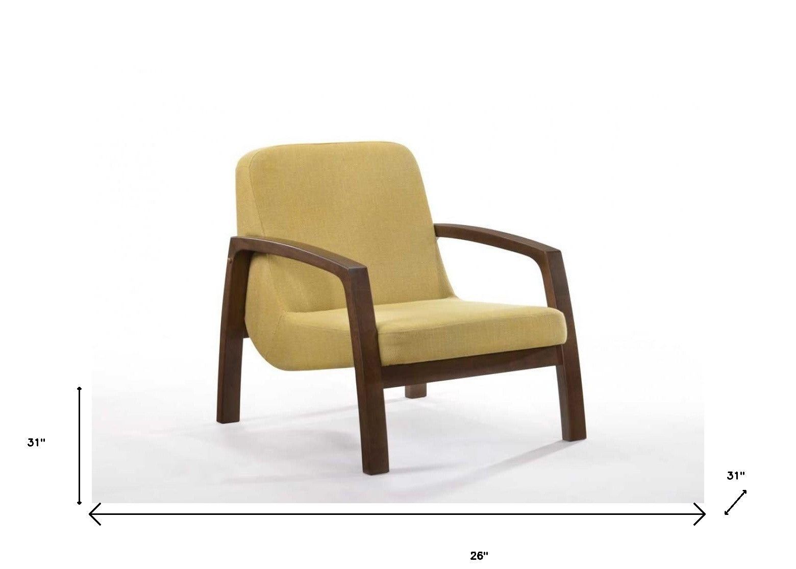 31" Gold and Walnut Retro Modern Wood Armchair - Minihomy