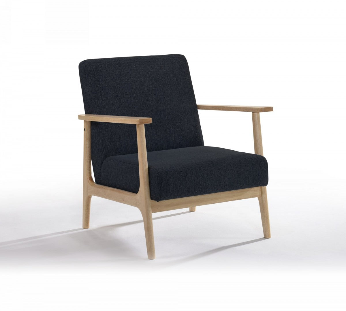 31" Black and Natural Oak Low Seat Modern Armchair - Minihomy