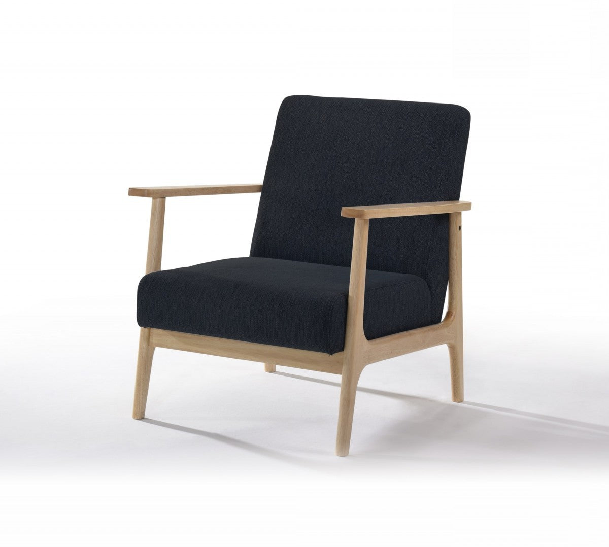 31" Black and Natural Oak Low Seat Modern Armchair - Minihomy