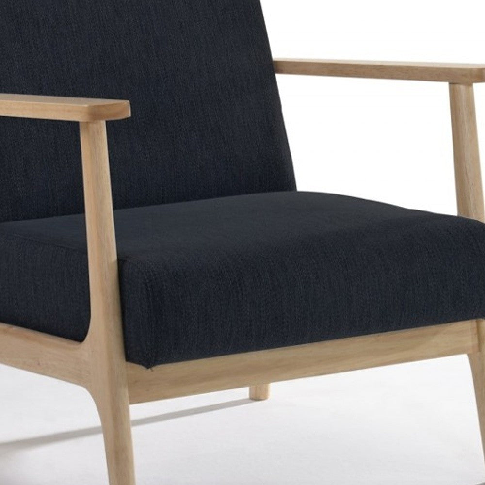 31" Black and Natural Oak Low Seat Modern Armchair - Minihomy