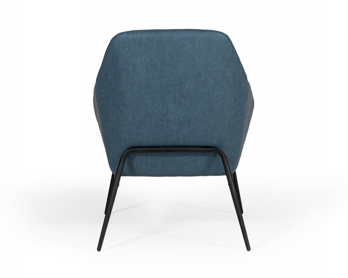 35" Dark Teal Faux Leather and Black Metal Modern Armchair - Minihomy