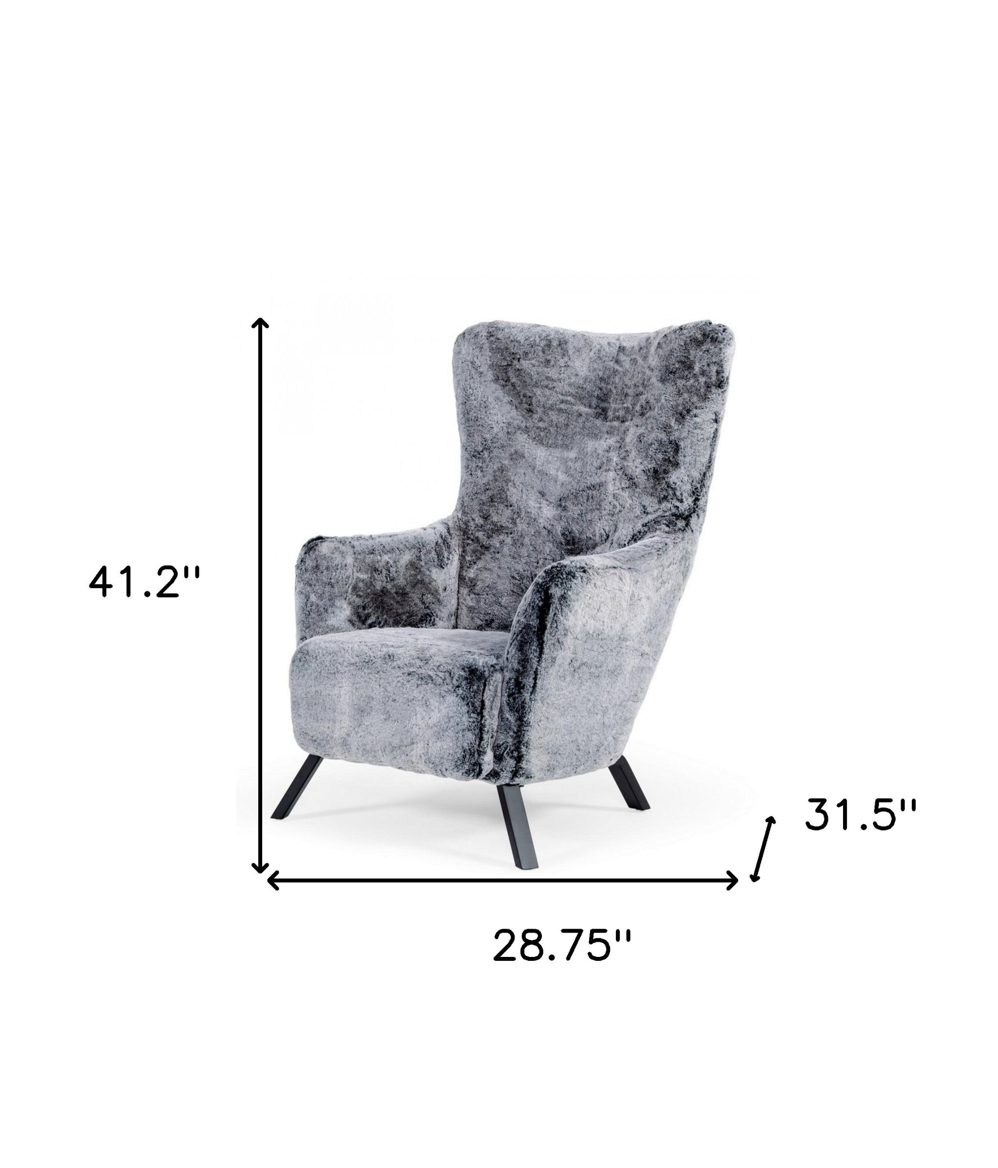 Mid Century Glam Grey Faux Fur Accent Chair - Minihomy