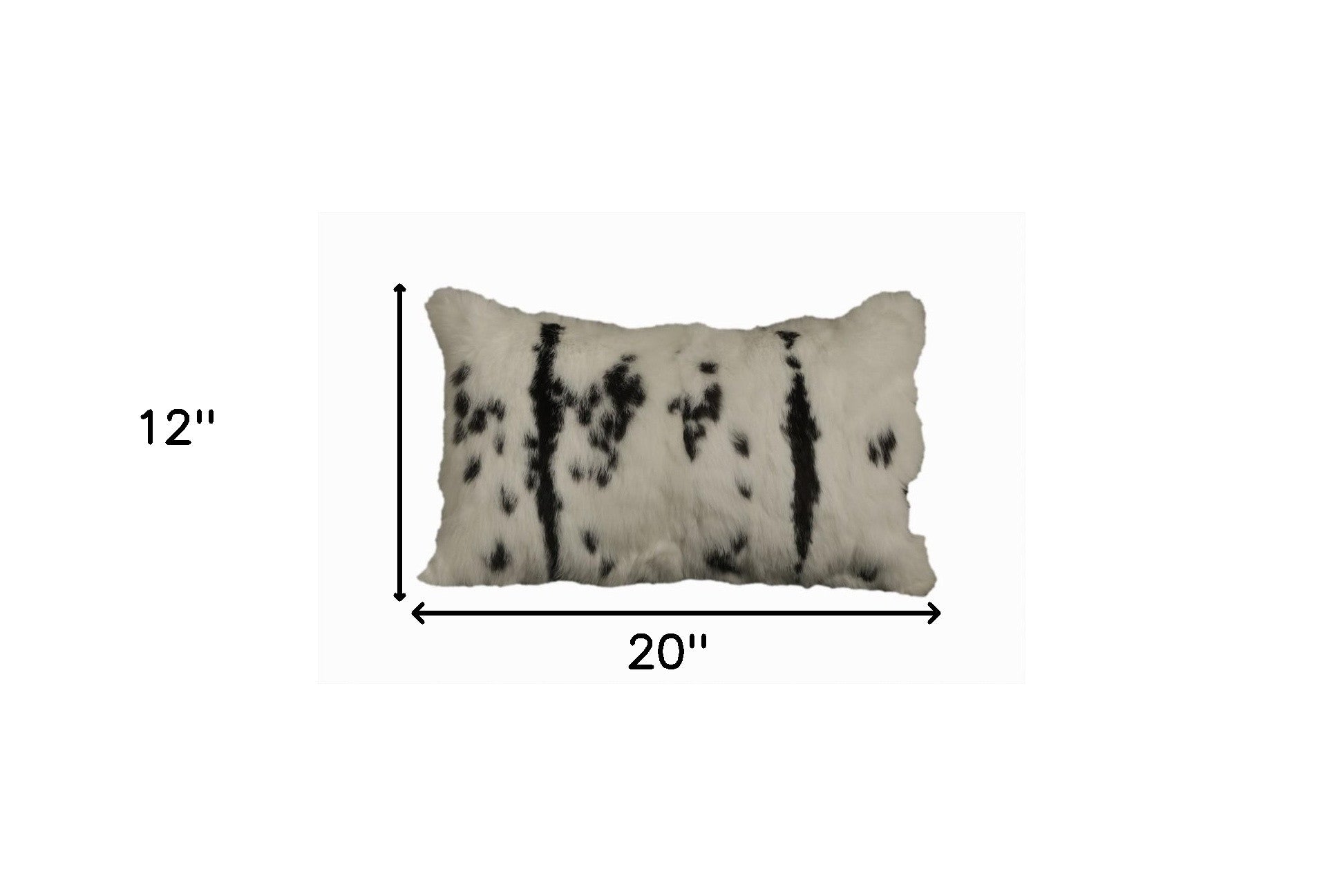 12" X 20" Black And White Rabbit Zippered Natural Fur Animal Print Throw Pillow - Minihomy