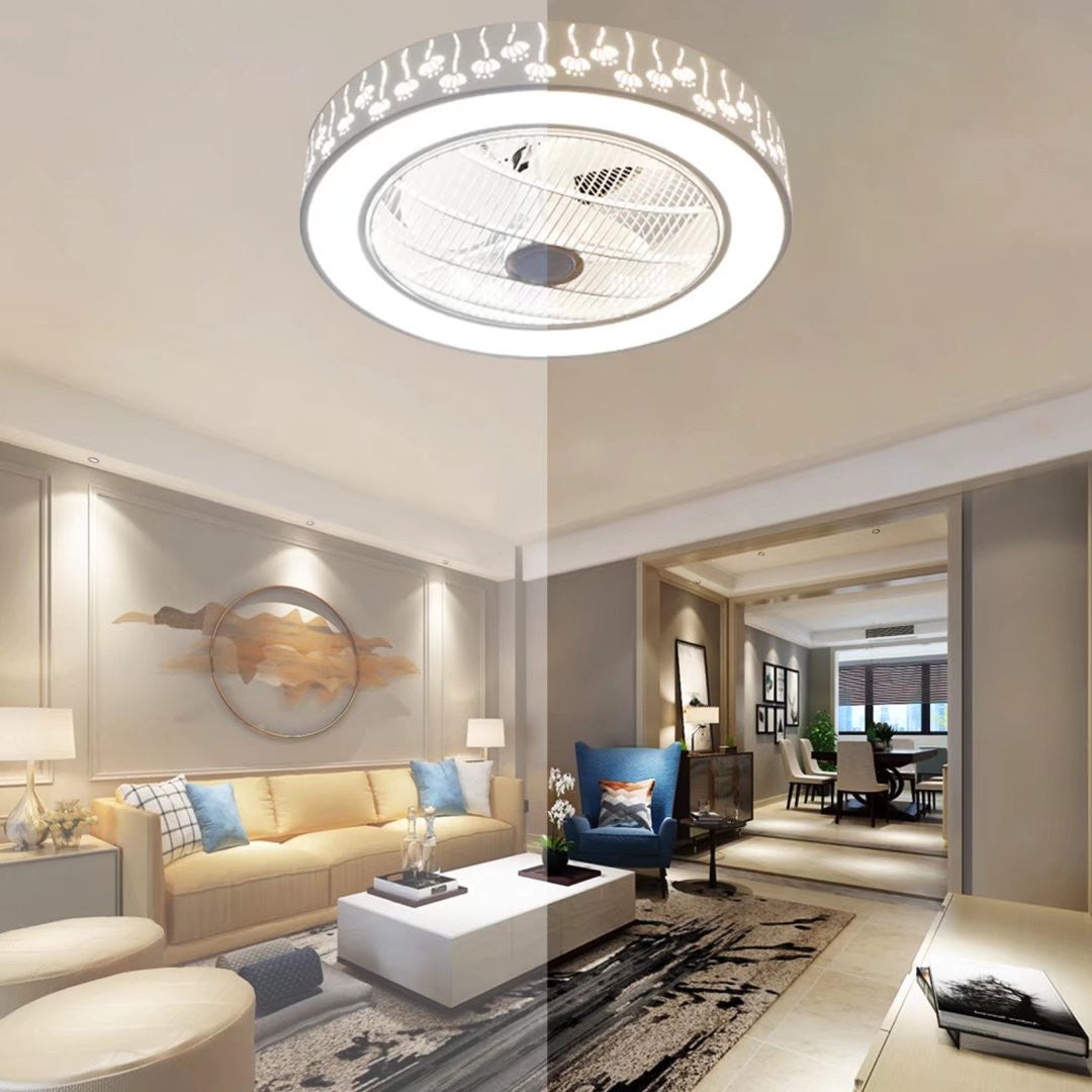 Modern Ceiling Fan and Light With Flower Details - Minihomy