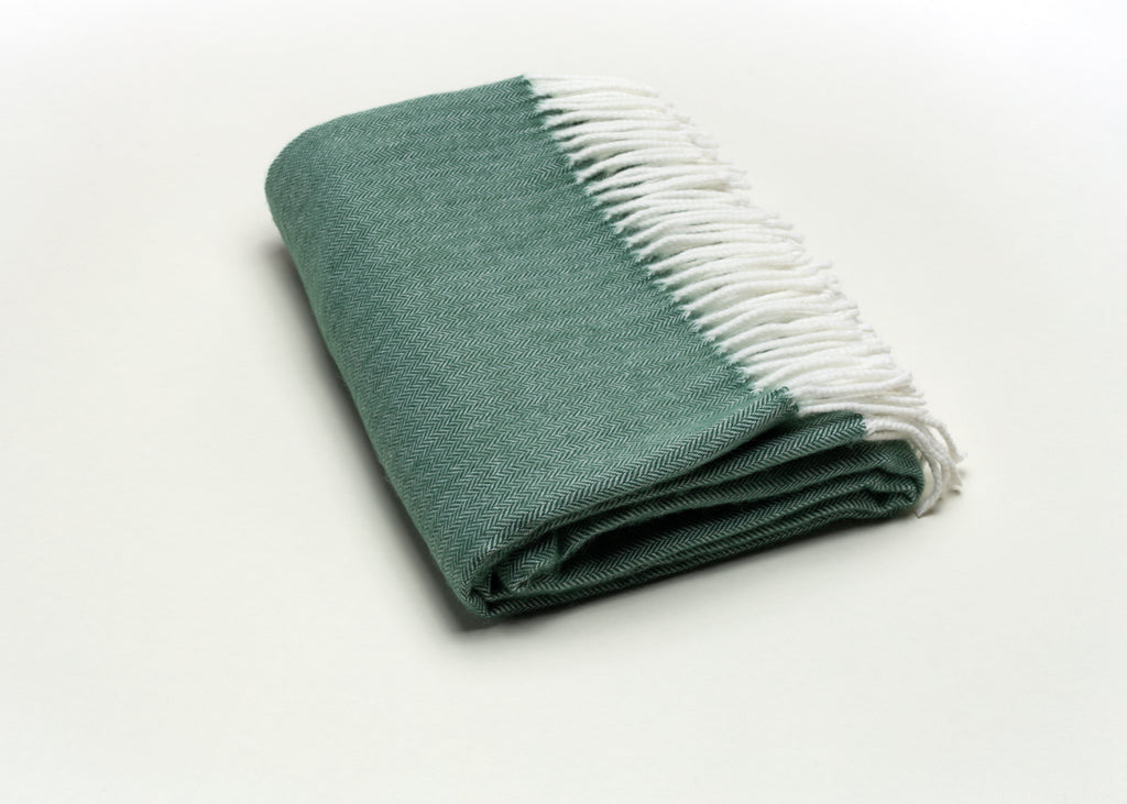 Moss Green Soft Acrylic Herringbone Throw Blanket - Minihomy