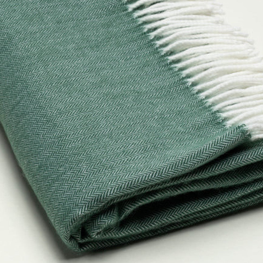 Moss Green Soft Acrylic Herringbone Throw Blanket - Minihomy