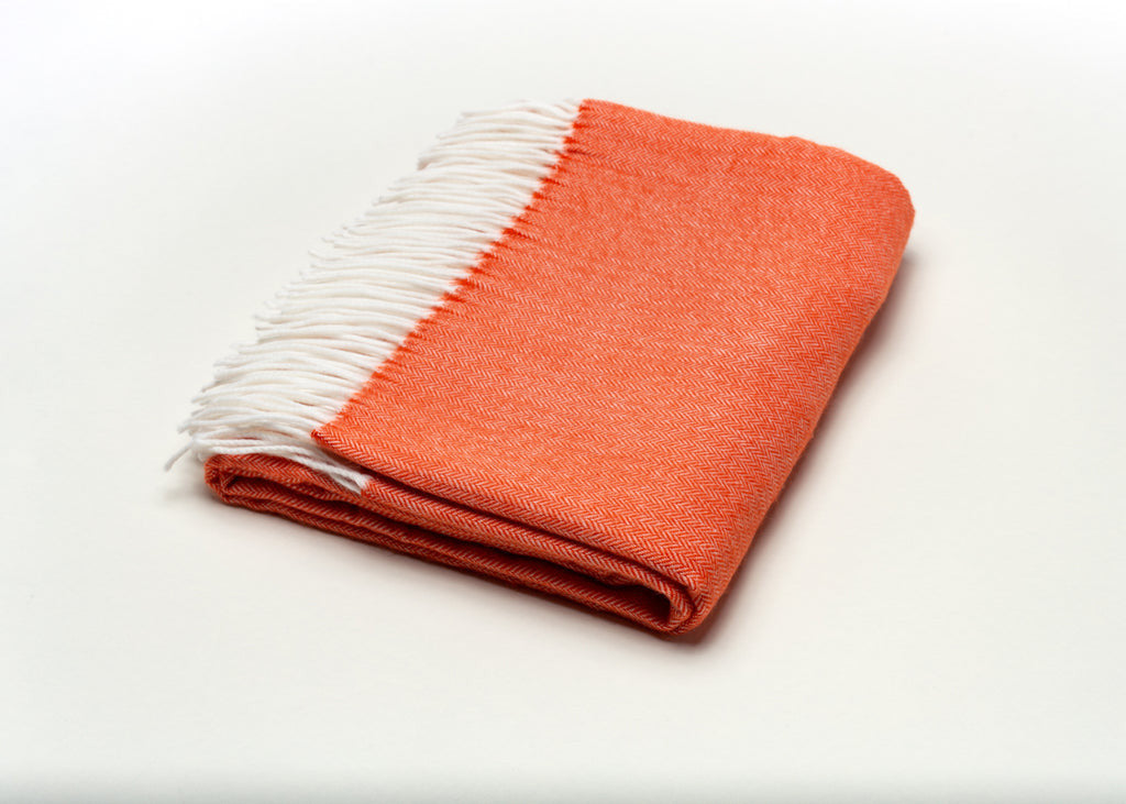 Dark Orange Soft Acrylic Herringbone Throw Blanket - Minihomy