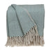 Handloomed Pale Aqua Cotton Throw Blanket with Tassels - Minihomy