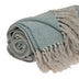 Handloomed Pale Aqua Cotton Throw Blanket with Tassels - Minihomy