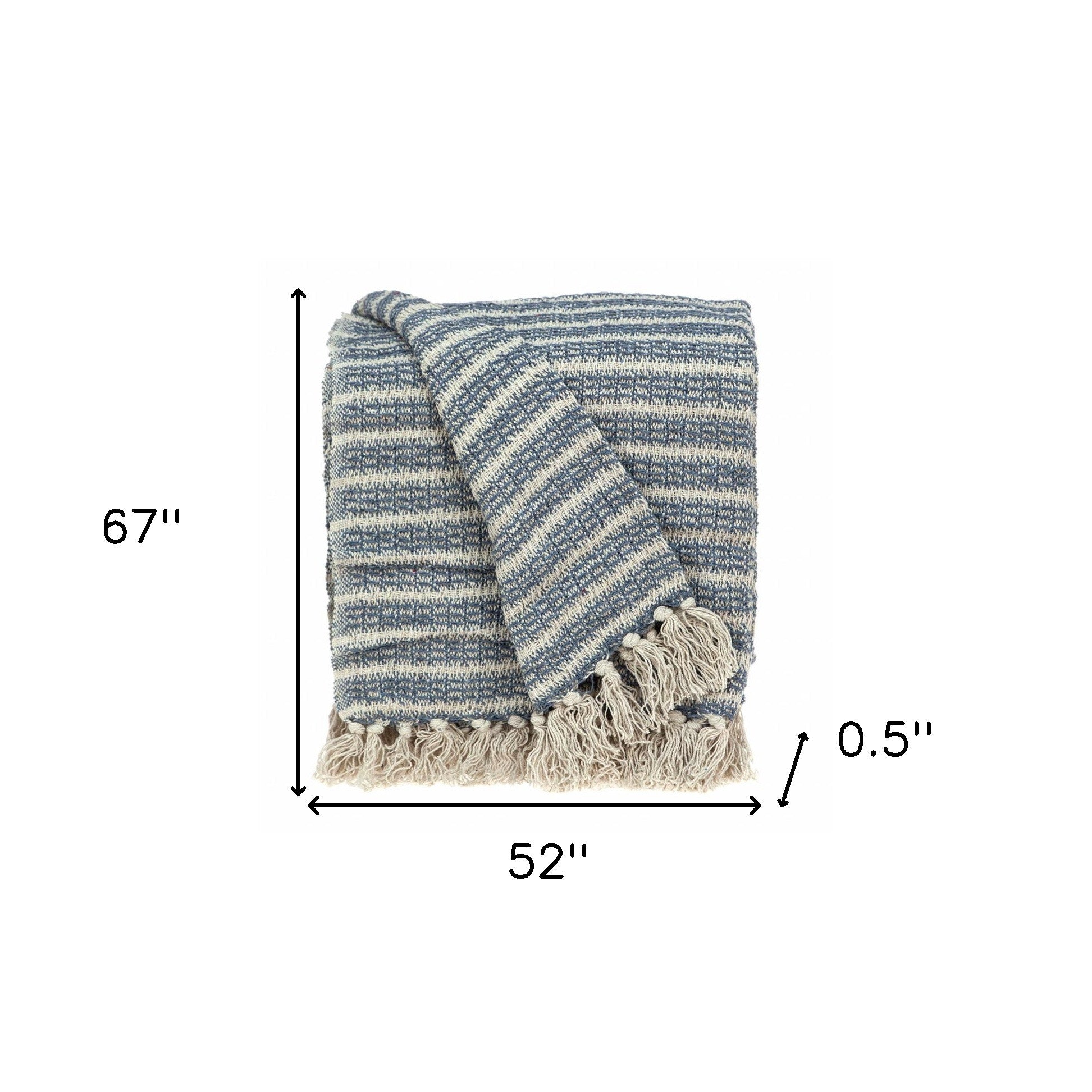 Blue Gray and Beige Cotton Handloom Throw Blanket - Minihomy