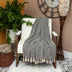 Boho Black and Beige Woven Diamond Pattern Throw with Tassels - Minihomy