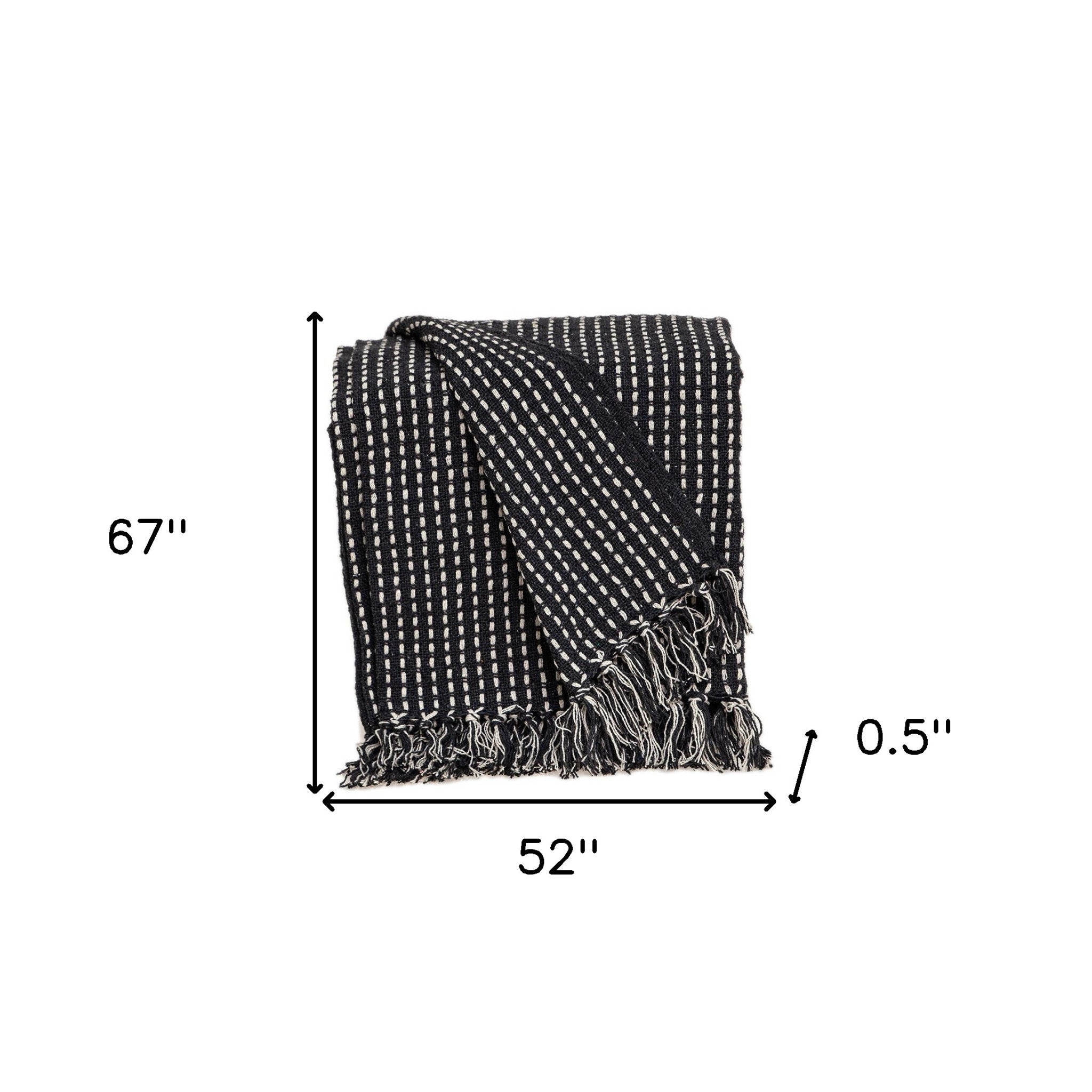 Black and White Handloom Woven Throw Blanket - Minihomy