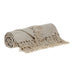 Classic Beige Woven Handloom Throw Blanket with Tassels - Minihomy