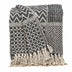 Beige and Black Multi Pattern Woven Handloom Throw Blanket - Minihomy