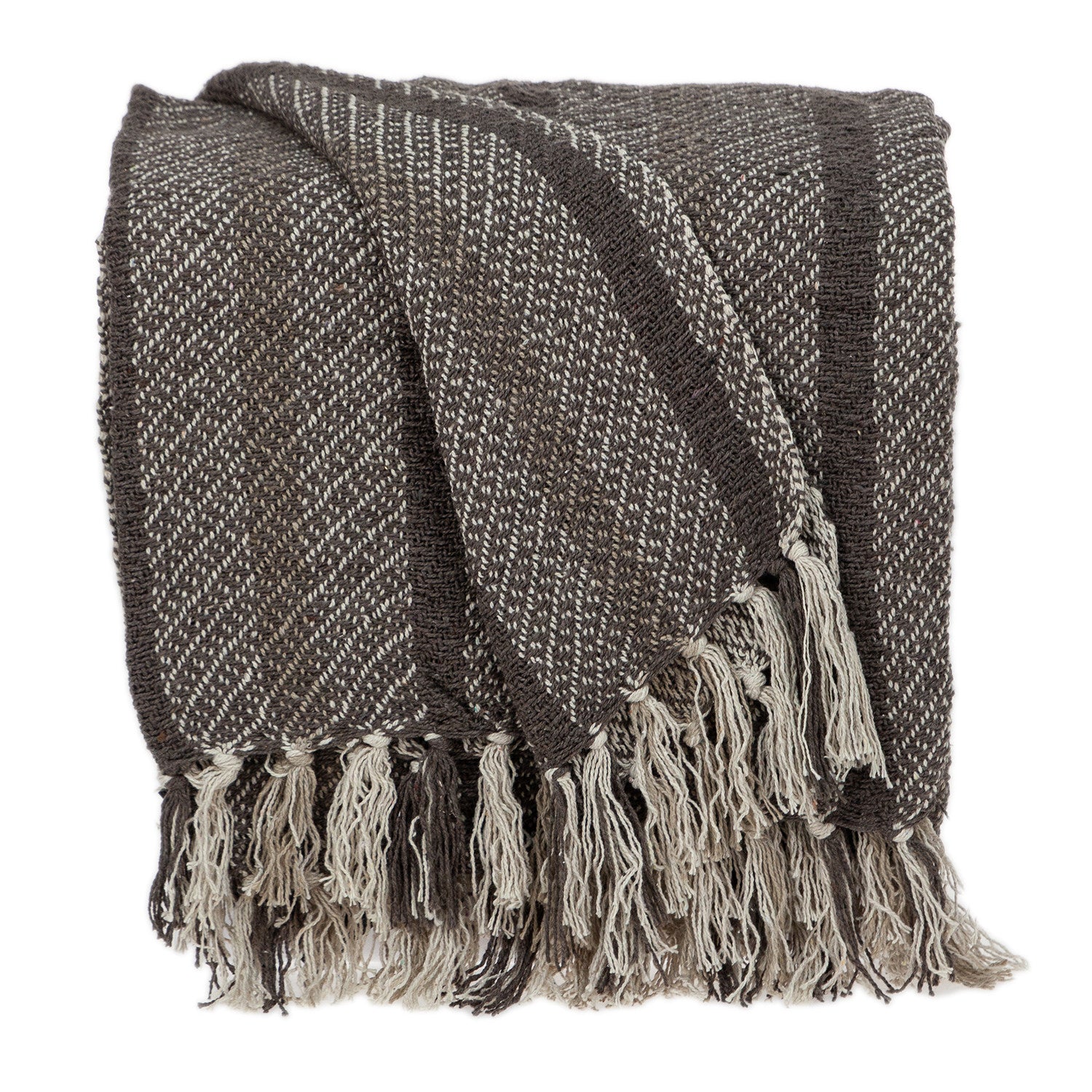 Brown and Taupe Striped Woven Handloom Throw - Minihomy