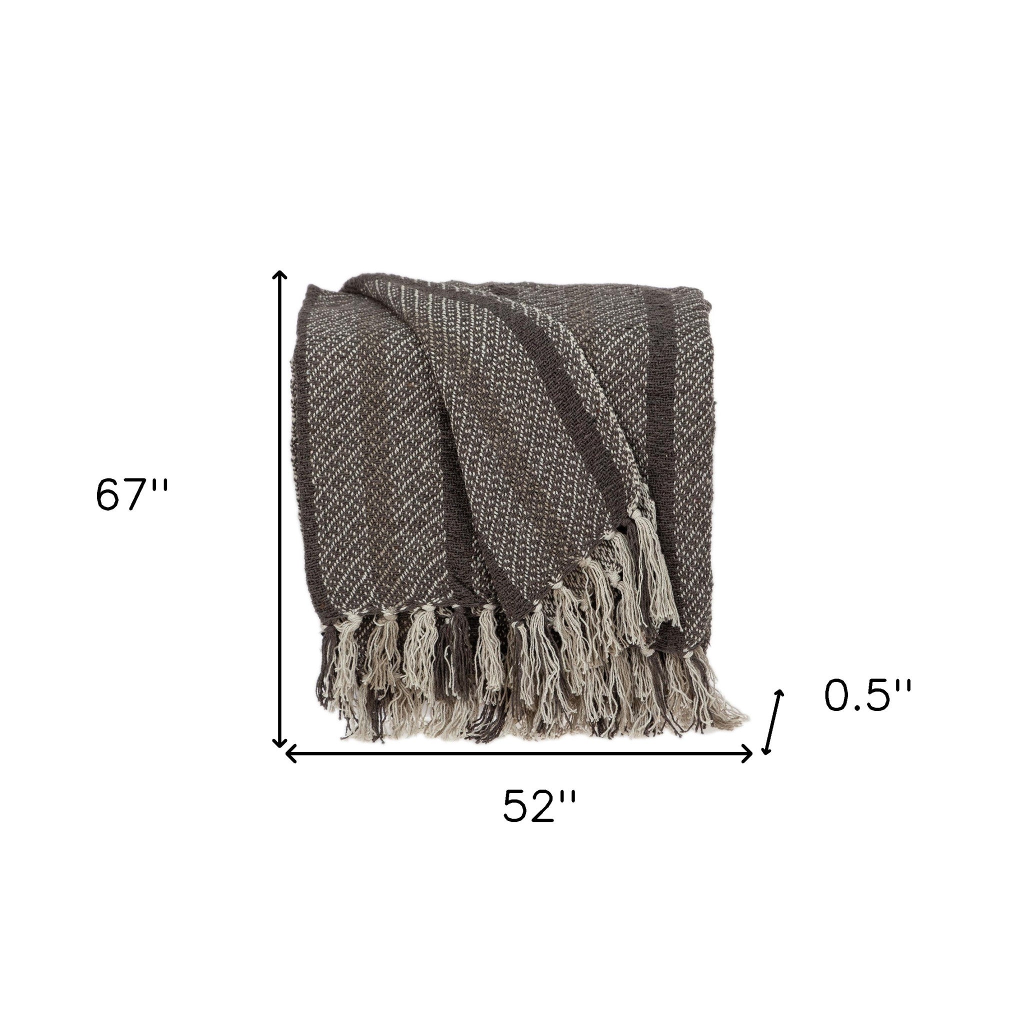 Brown and Taupe Striped Woven Handloom Throw - Minihomy