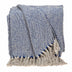 Blue and Beige Woven Handloom Throw with Tassels - Minihomy