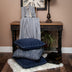 Blue and Beige Woven Handloom Throw with Tassels - Minihomy