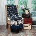 Navy Blue Boho Woven Handloom Throw with Pom Pom - Minihomy