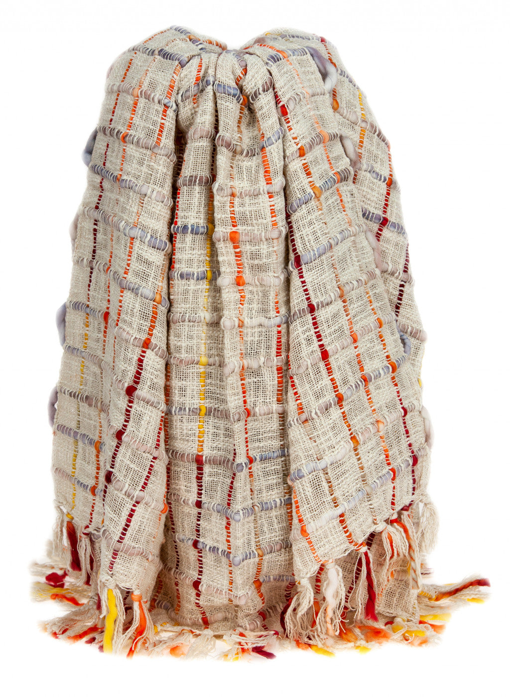 Fire and Beige Textured Woven Handloom Throw - Minihomy