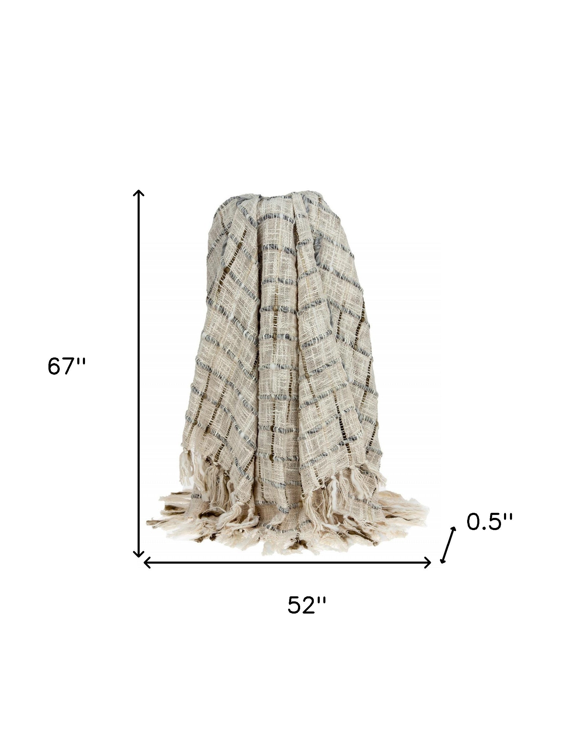 Olive and Beige Textured Woven Handloom Throw - Minihomy