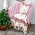 Beige and Shades of Pink Strips Woven Handloom Throw Blanket - Minihomy