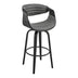 26" Grey Faux Leather and Black Wood Retro Chic Counter Stool - Minihomy