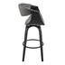 26" Grey Faux Leather and Black Wood Retro Chic Counter Stool - Minihomy