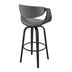 26" Grey Faux Leather and Black Wood Retro Chic Counter Stool - Minihomy