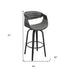 26" Grey Faux Leather and Black Wood Retro Chic Counter Stool - Minihomy