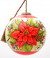 Poinsettia Flower Hand Painted Mouth Blown Glass Ornament - Minihomy