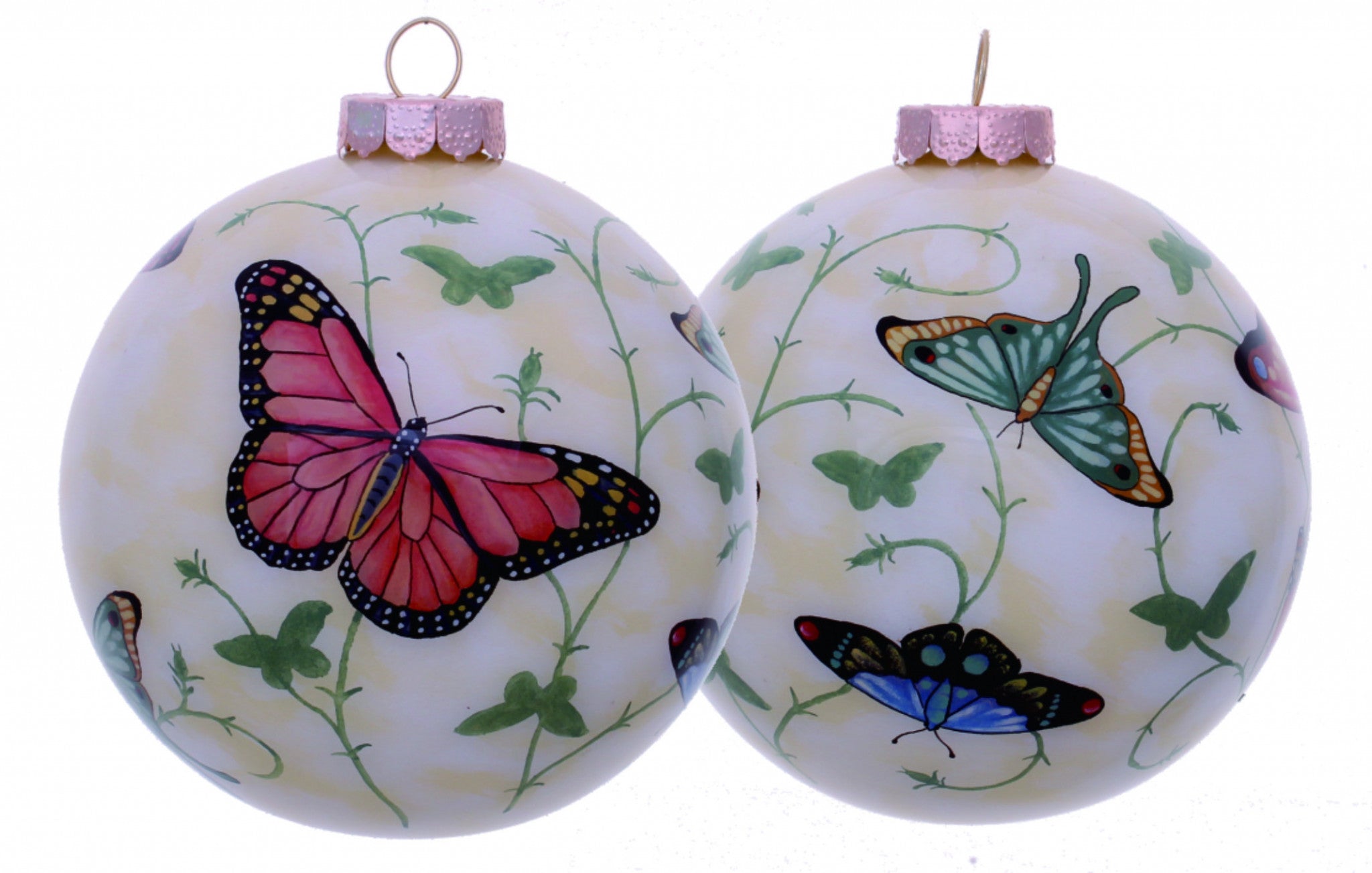 Colorful Butterflies Hand Painted Mouth Blown Glass Ornament - Minihomy