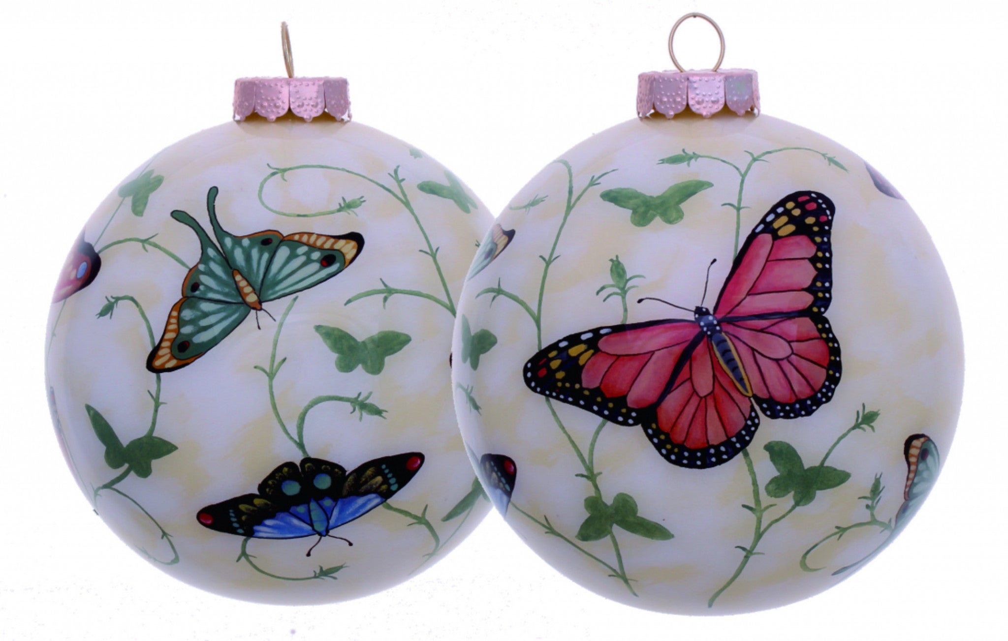 Colorful Butterflies Hand Painted Mouth Blown Glass Ornament - Minihomy