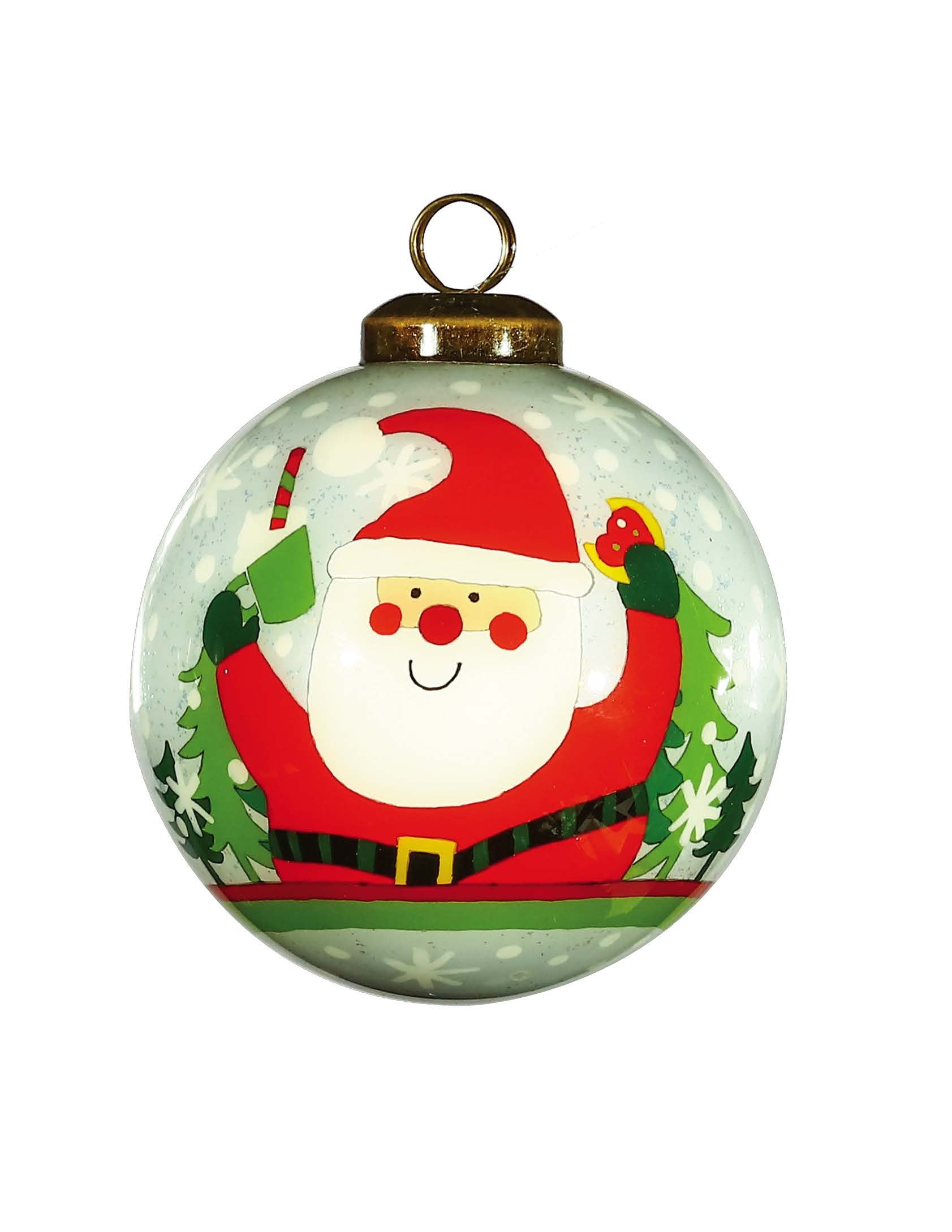 Festive Glitter Santa Hand Painted Mouth Blown Glass Ornament - Minihomy