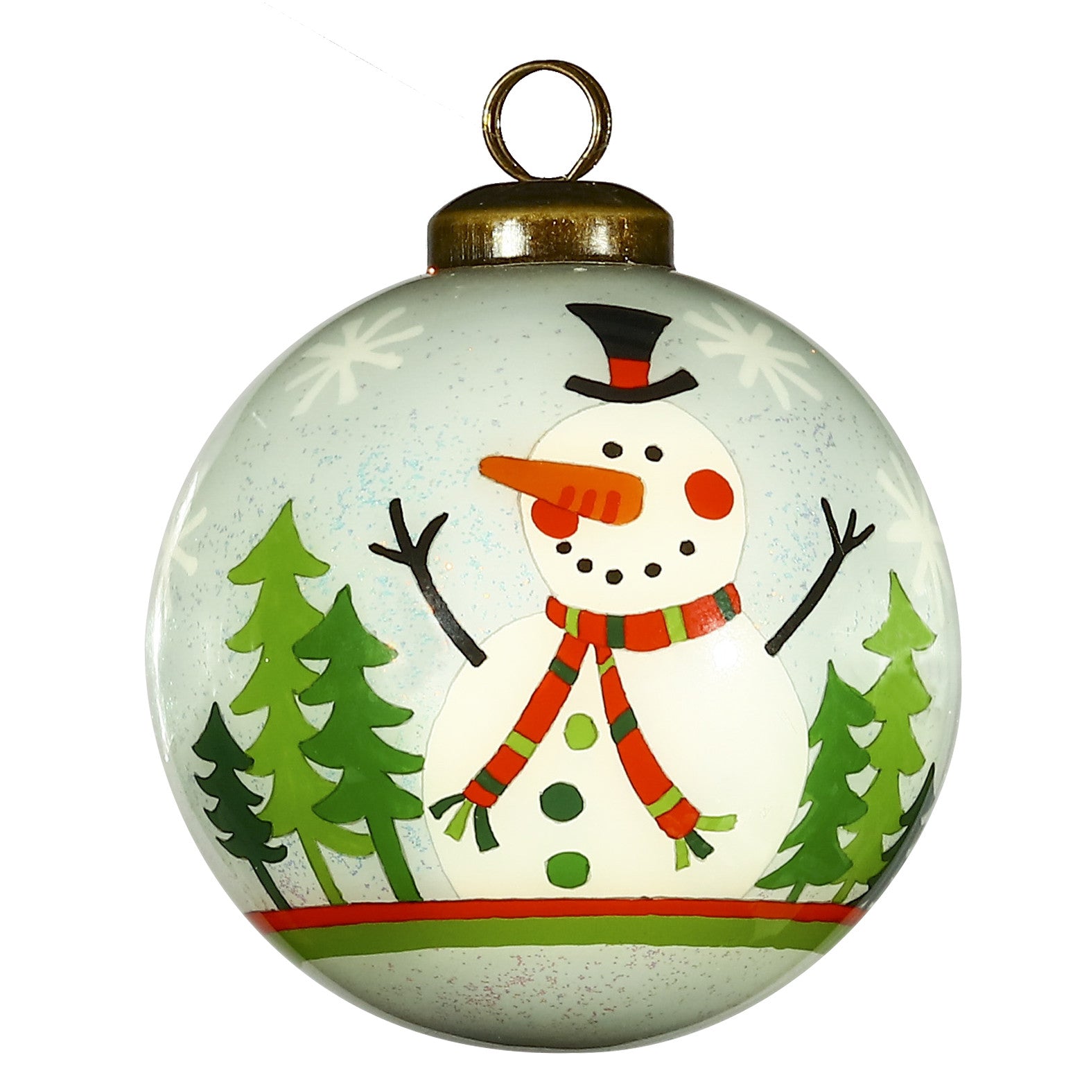 Festive Glitter Snowman Hand Painted Mouth Blown Glass Ornament - Minihomy