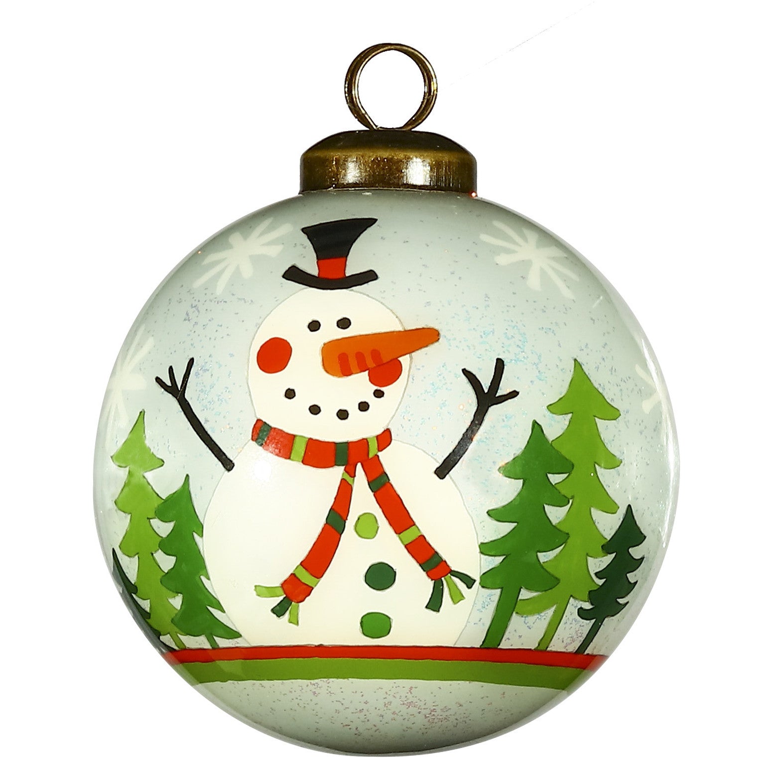 Festive Glitter Snowman Hand Painted Mouth Blown Glass Ornament - Minihomy