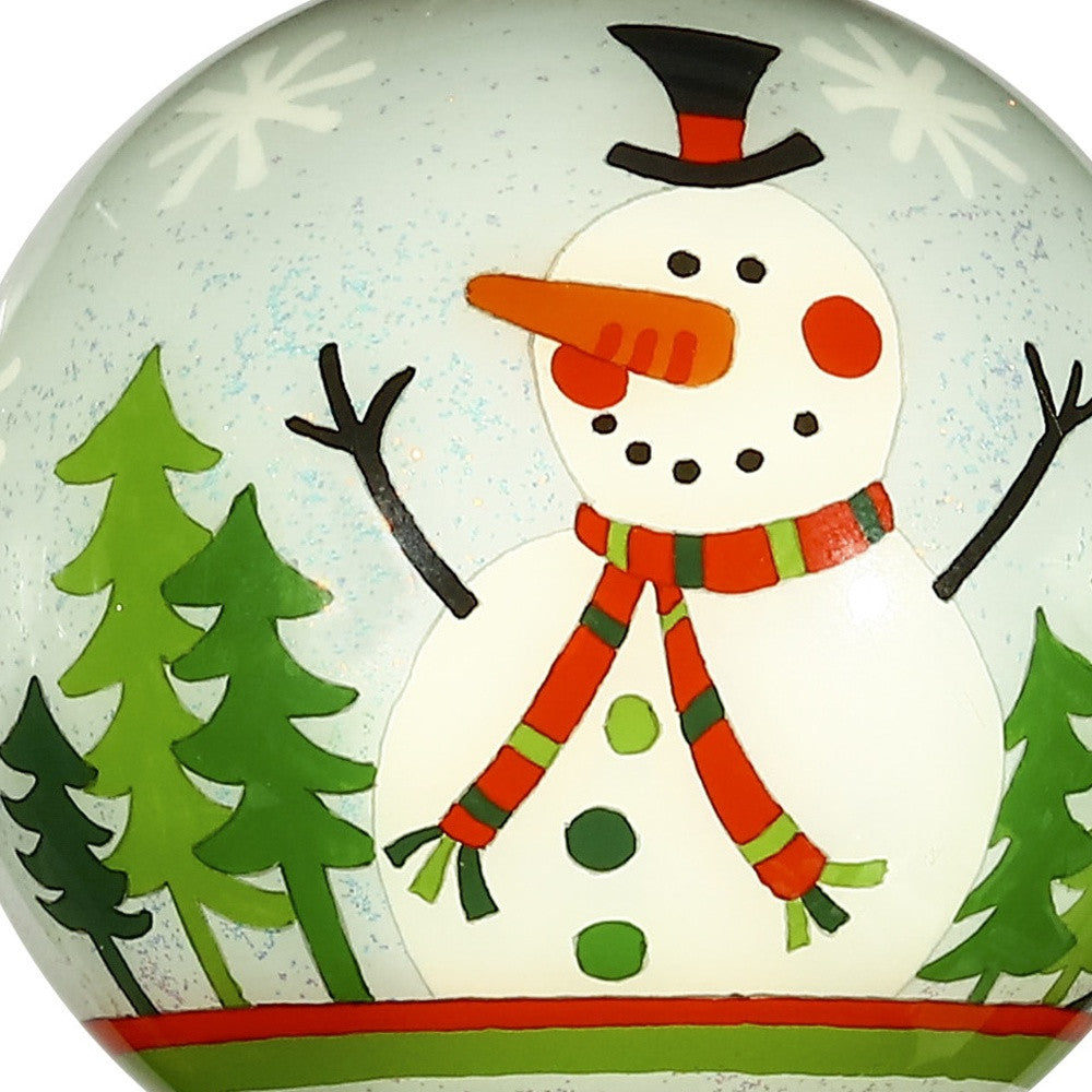 Festive Glitter Snowman Hand Painted Mouth Blown Glass Ornament - Minihomy