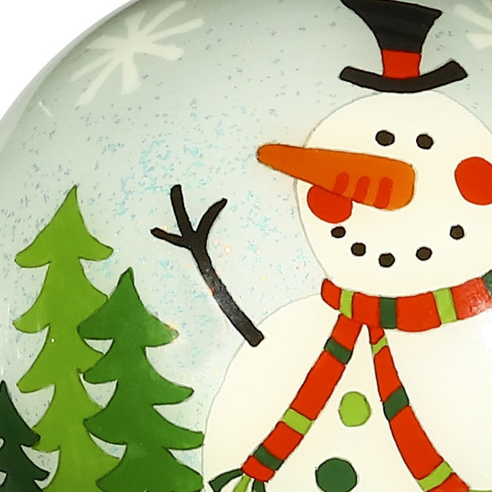 Festive Glitter Snowman Hand Painted Mouth Blown Glass Ornament - Minihomy