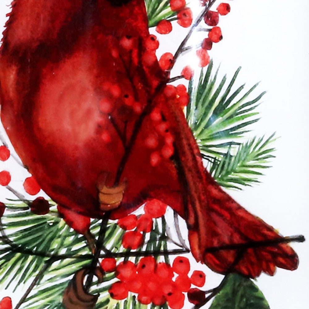 Cardinal Perched on Winter Berries Hand Painted Mouth Blown Glass Ornament - Minihomy