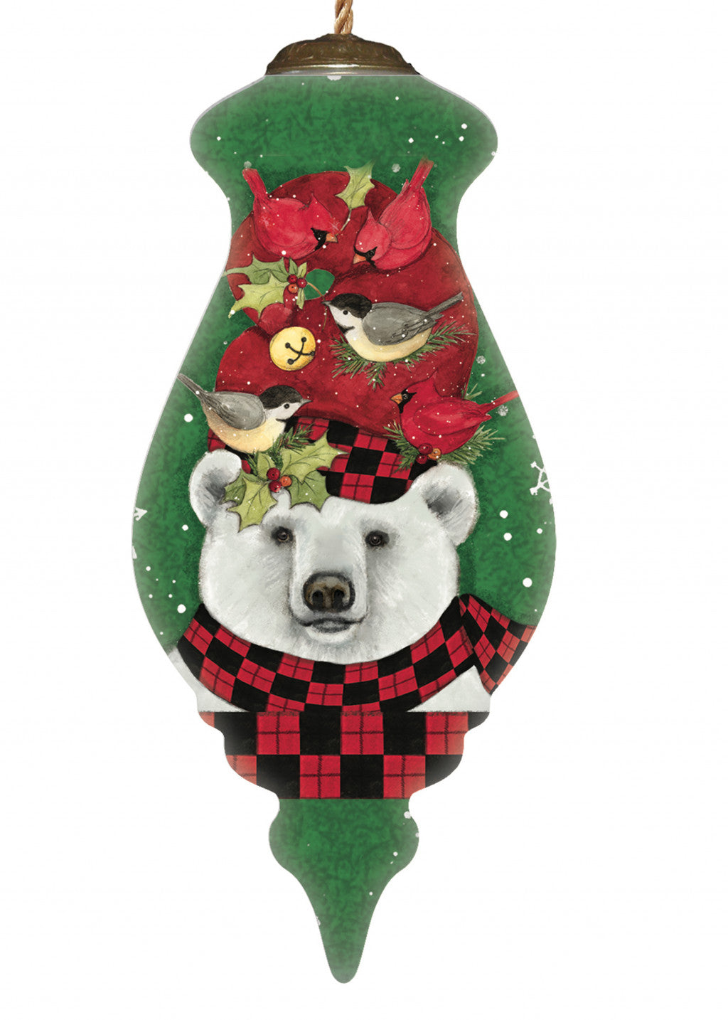 Christmas Plaid Polar Bear Hand Painted Mouth Blown Glass Ornament - Minihomy