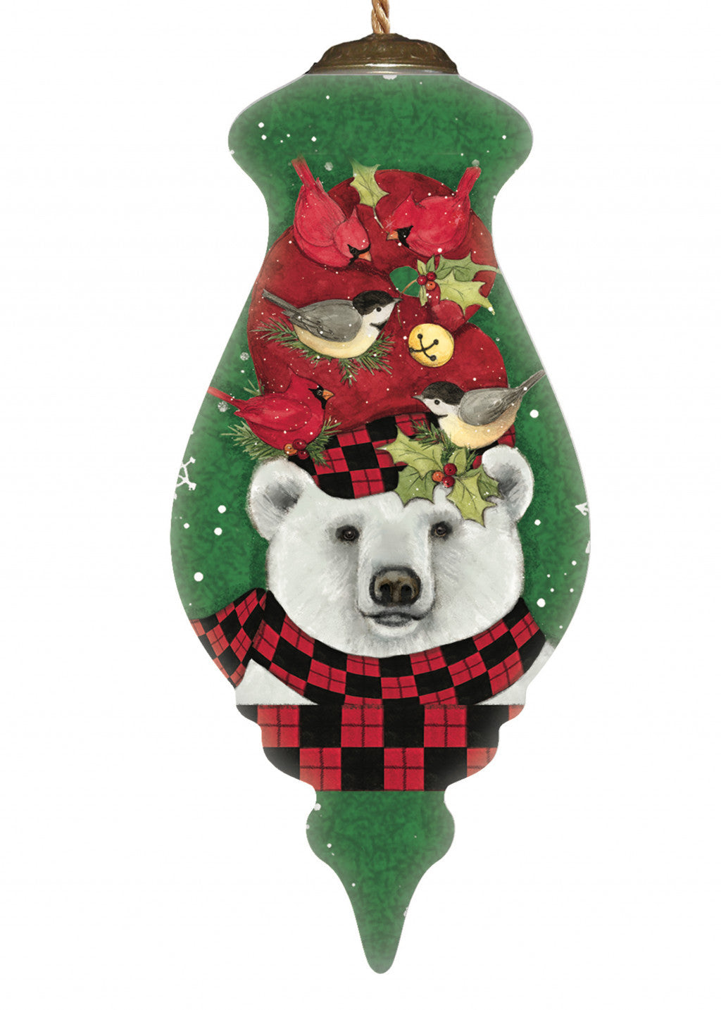 Christmas Plaid Polar Bear Hand Painted Mouth Blown Glass Ornament - Minihomy