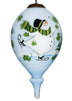 Ice Skating Shamrock Snowman Hand Painted Mouth Blown Glass Ornament - Minihomy