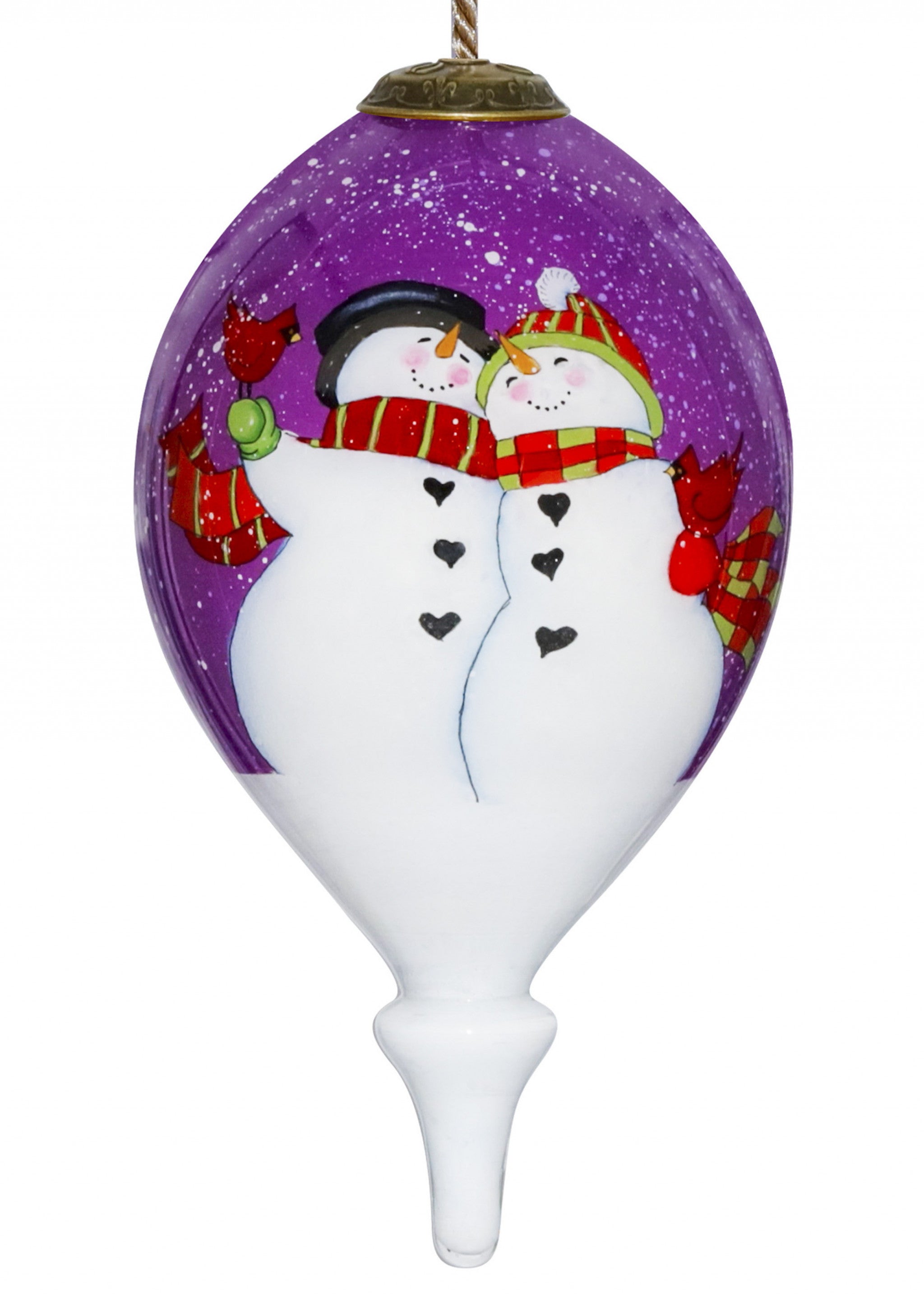 Amore Snowmen Hand Painted Mouth Blown Glass Ornament - Minihomy