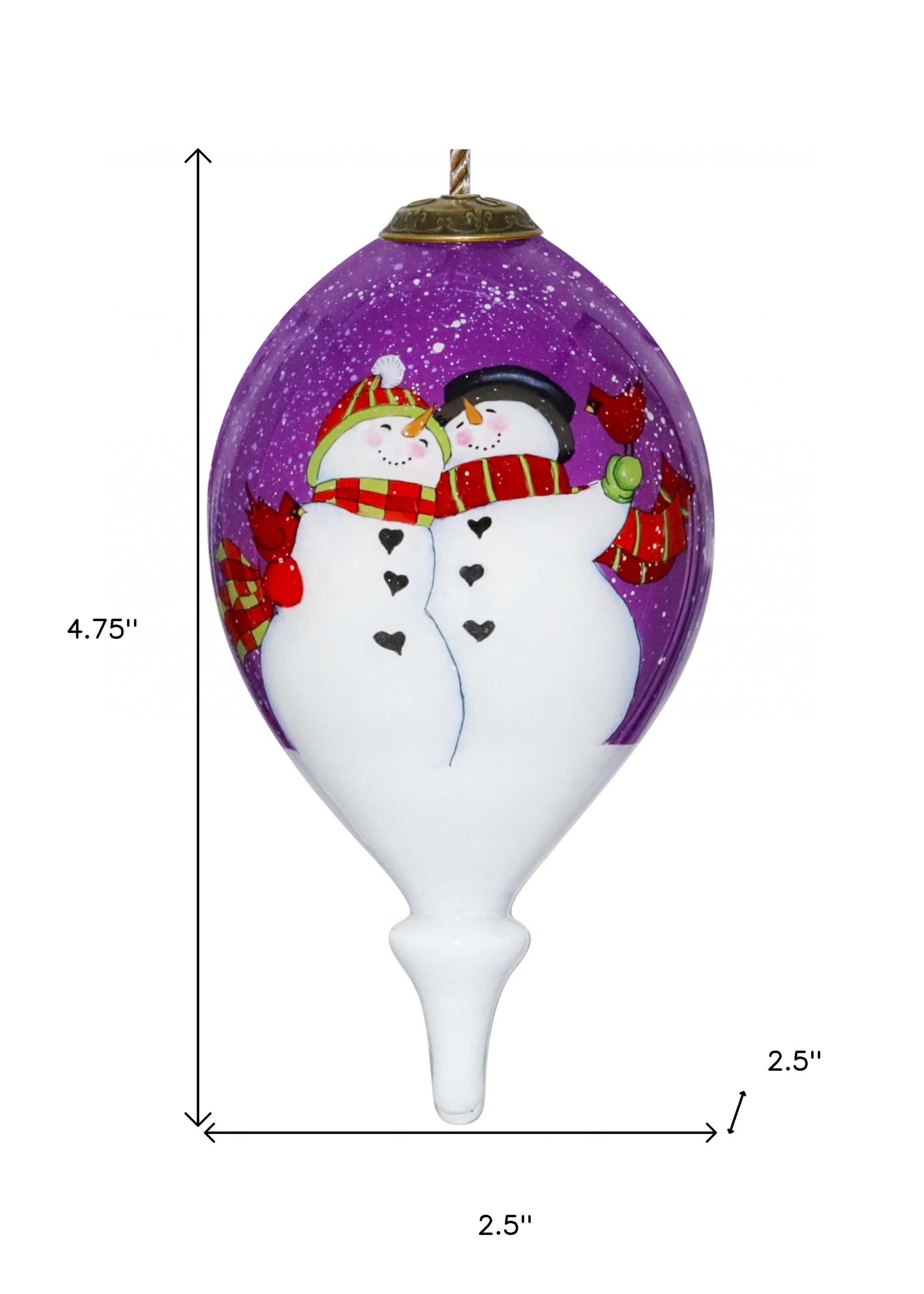 Amore Snowmen Hand Painted Mouth Blown Glass Ornament - Minihomy