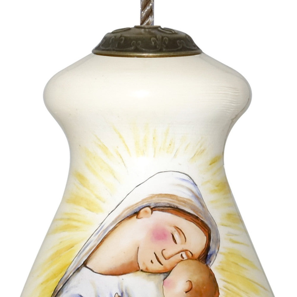 Mother Mary with Baby Hand Painted Mouth Blown Glass Ornament - Minihomy