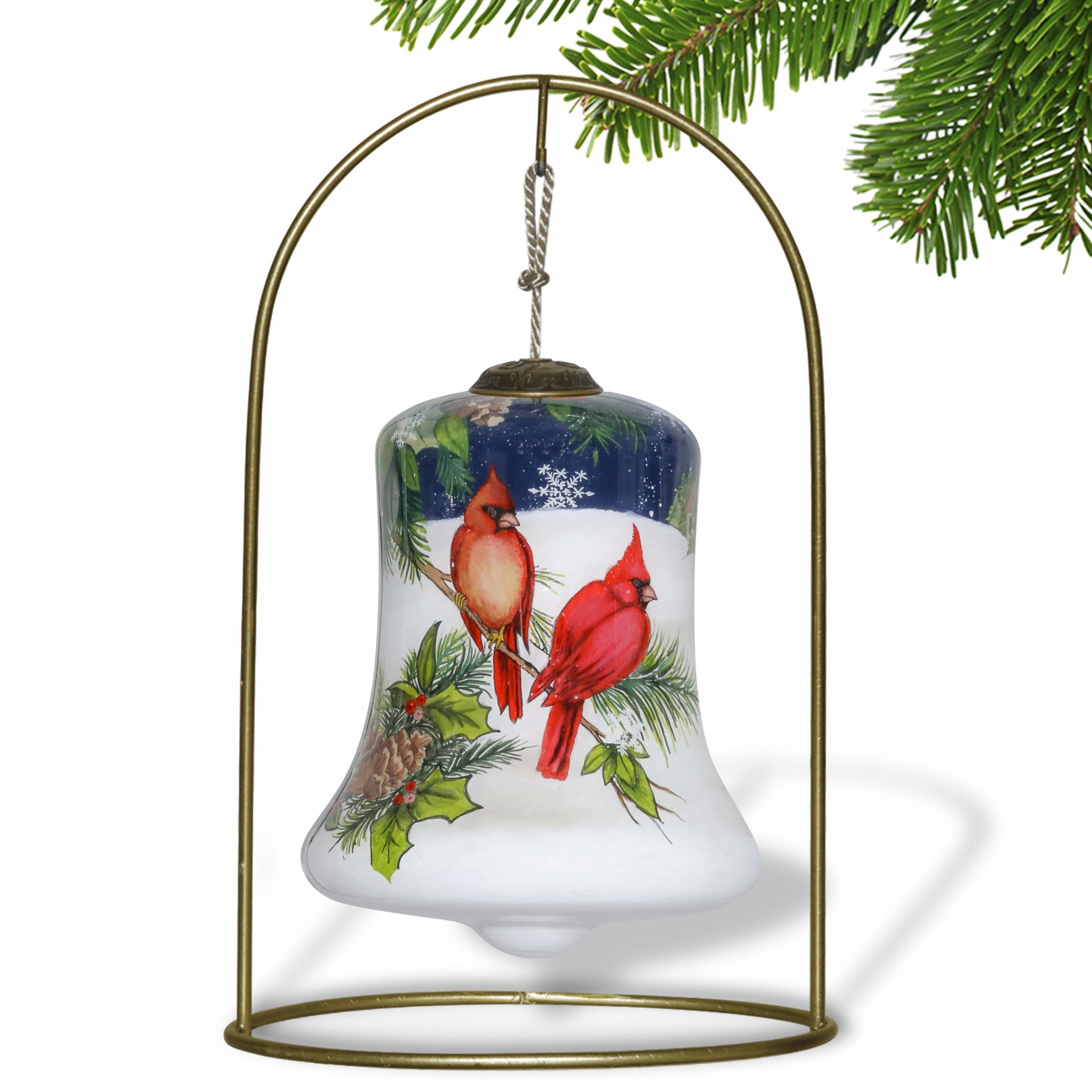 Dual Cardinals Hand Painted Mouth Blown Glass Ornament - Minihomy