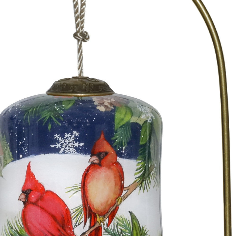 Dual Cardinals Hand Painted Mouth Blown Glass Ornament - Minihomy