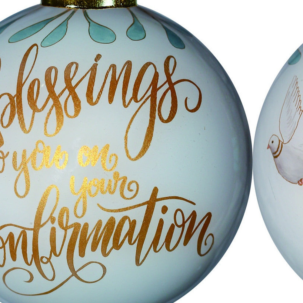 Gold Confirmation Hand Painted Mouth Blown Glass Ornament - Minihomy